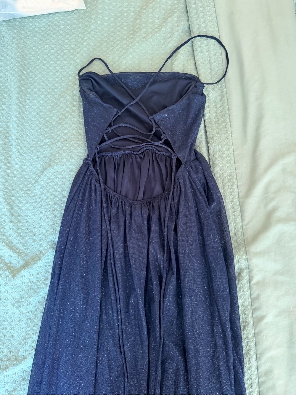Windsor Navy Sparkle Backless Strappy Evening Dress